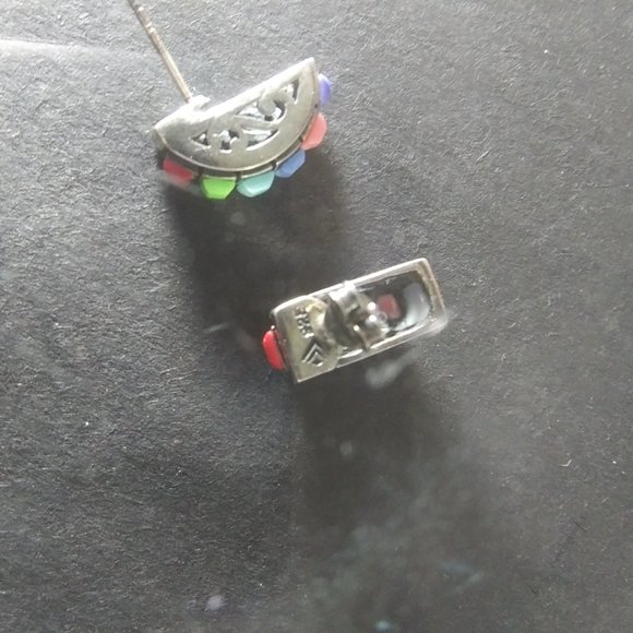 Vintage Rare Silpada 925 sterling Silver Multi color Stone Earrings - Picture 6 of 16